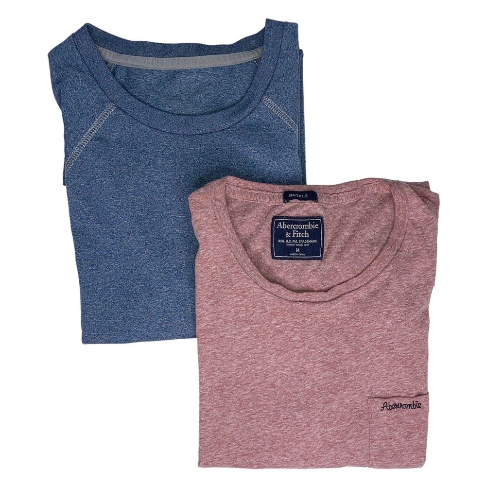 A&F (& unbranded) T-Shirts Lot of 2 Men's Sz Medium Blue Red Muscle Short Sleeve